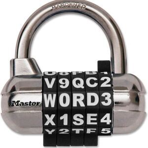 NWT Master Lock Padlock Set Your Own WORD Combination Lock Black 1534DBLK